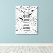 Hand getrokken vuurtoren Doodle 6 Canvas Afdruk (Insitu (Houten vloer))