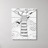 Hand getrokken vuurtoren Doodle 6 Canvas Afdruk (Voorkant)