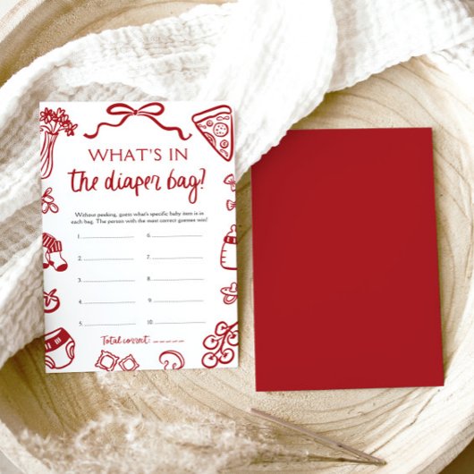Hand getrokken wat er in de luiertas Baby shower Kaart