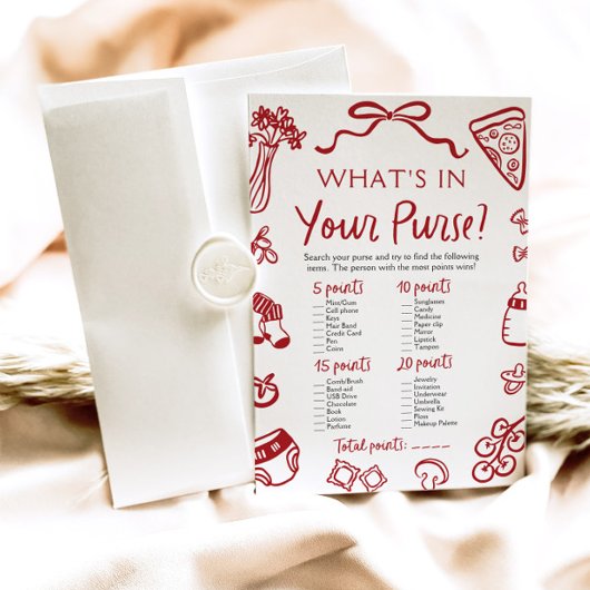 Hand getrokken wat er in uw portemonnee Baby showe Kaart