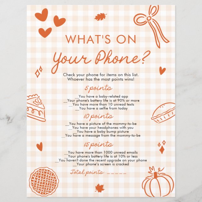 Hand getrokken wat er op uw telefoon Baby shower s (Voorkant)