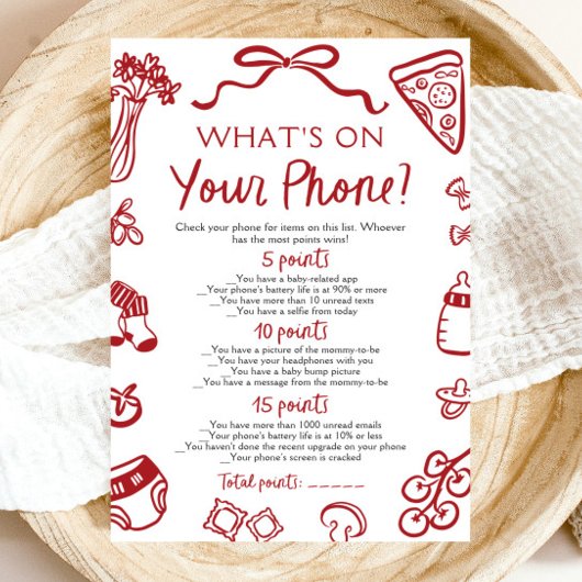 Hand getrokken wat er op uw telefoon Baby shower s Kaart