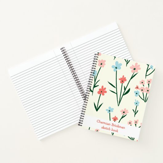 Hand getrokken Water Kleur Bloem Spiraal Notitiebo Notitieboek (Binnen)