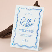 Hand getrokken Waterverf Blauw Wit Logo Raffle tek Reclamebord Met Voetstuk