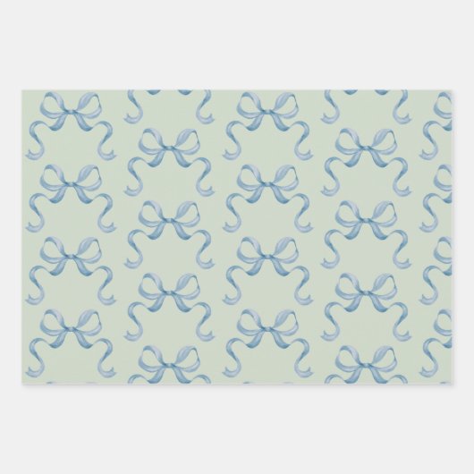 Hand getrokken Waterverf Blue Bows Wrapping Paper (Voorkant)