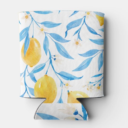 Hand getrokken Waterverf citroenpatroon Blikjeskoeler (Achterkant)