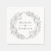 Hand getrokken Waterverf Fijne lijn Bloemenbruilof Servet (Voorkant)