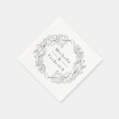 Hand getrokken Waterverf Fijne lijn Bloemenbruilof Servet (Hoek)