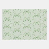 Hand getrokken Waterverf Green Bows Wrapping Paper (Voorkant)