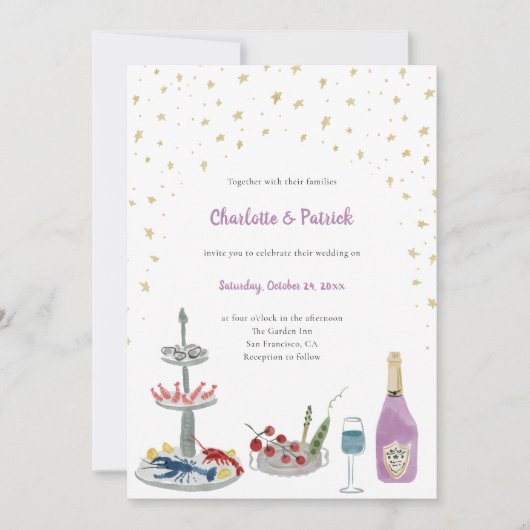 Hand getrokken Waterverf grillige bruiloft uitnodi Kaart (Voorkant)