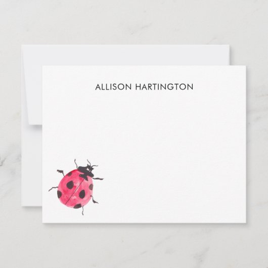 Hand getrokken Waterverf lieveheersbeestje grillig Notitiekaartje (Voorkant)