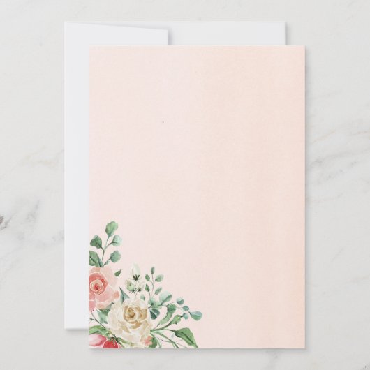 Hand getrokken Waterverf Roos Bloemen Vrijgezellen Kaart (Achterkant)