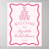 Hand getrokken Wavy Lijst & Champagne Tower Welkom Poster (Voorkant)