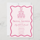 Hand getrokken Wavy Lijst Retro Roze Bow Vrijgezel Kaart (Voorkant)