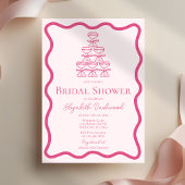 Hand getrokken Wavy Lijst Retro Roze Bow Vrijgezel Kaart