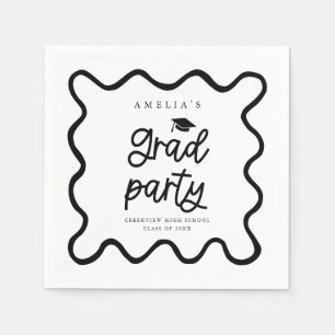 Hand getrokken Wavy Line White Afstudeerder Party Servet