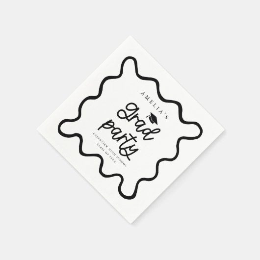 Hand getrokken Wavy Line White Afstudeerder Party Servet (Hoek)