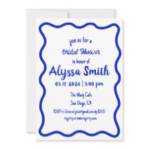 Hand getrokken Wavy Rand Blauw & Wit Vrijgezellenf