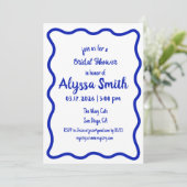 Hand getrokken Wavy Rand Blauw & Wit Vrijgezellenf Kaart (Staand voorkant)