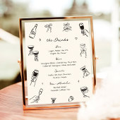 Hand getrokken Wedding Bar Drink Menu Poster