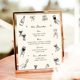 Hand getrokken Wedding Bar Drink Menu Poster