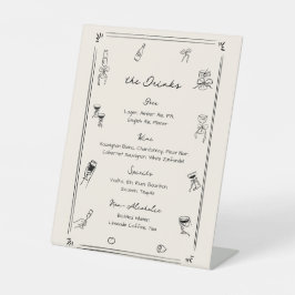Hand getrokken Wedding Bar Drink Menu Reclamebord Met Voetstuk