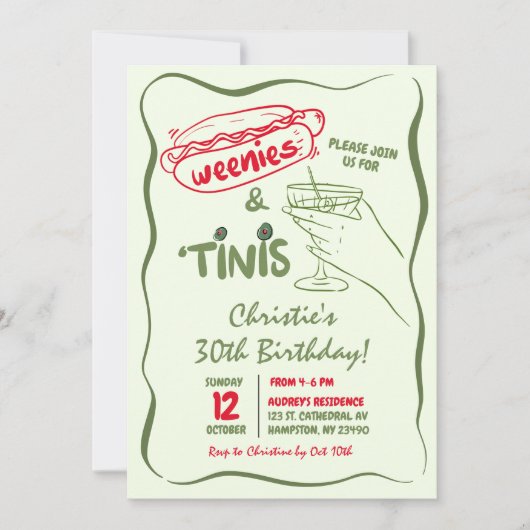 Hand Getrokken Wenies en Tiny's Verjaardagsfeest Kaart (Voorkant)