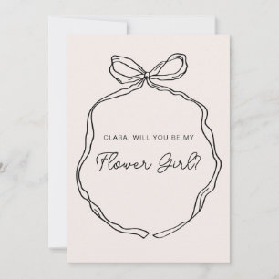 Hand Getrokken Whimsical Ribbon bloem meisje kaart