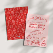 Hand getrokken Whimsy Bow Thanksgiving Diner Uitno Feestdagenkaart