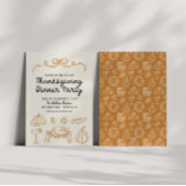 Hand getrokken Whimsy Bow Thanksgiving Diner Uitno Feestdagenkaart