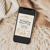 Hand getrokken Whimsy Bow Thanksgiving Diner Uitno Feestdagenkaart