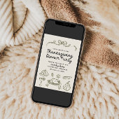 Hand getrokken Whimsy Bow Thanksgiving Diner Uitno Feestdagenkaart