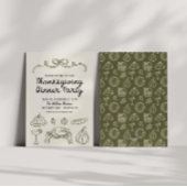 Hand getrokken Whimsy Bow Thanksgiving Diner Uitno Feestdagenkaart