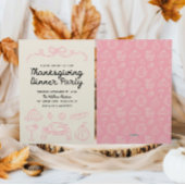 Hand getrokken Whimsy Bow Thanksgiving Diner Uitno Feestdagenkaart