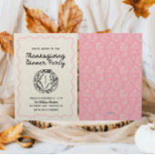 Hand getrokken Whimsy Bow Thanksgiving Diner Uitno Feestdagenkaart
