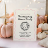 Hand getrokken Whimsy Bow Thanksgiving Diner Uitno Feestdagenkaart