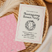 Hand getrokken Whimsy Bow Thanksgiving Diner Uitno Feestdagenkaart