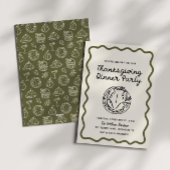 Hand getrokken Whimsy Doodle Thanksgiving Dinner Feestdagenkaart