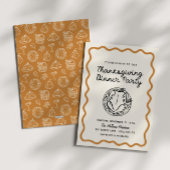 Hand getrokken Whimsy Doodle Thanksgiving Dinner Feestdagenkaart