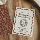 Hand getrokken Whimsy Doodle Thanksgiving Dinner Feestdagenkaart