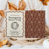 Hand getrokken Whimsy Doodle Thanksgiving Dinner Feestdagenkaart