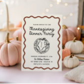 Hand getrokken Whimsy Doodle Thanksgiving Dinner Feestdagenkaart