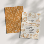 Hand Getrokken Whimsy Doodle Thanksgiving Uitnodig Feestdagenkaart