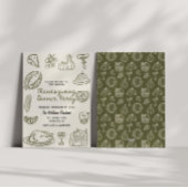 Hand Getrokken Whimsy Doodle Thanksgiving Uitnodig Feestdagenkaart