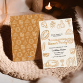 Hand Getrokken Whimsy Doodle Thanksgiving Uitnodig Feestdagenkaart