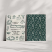 Hand Getrokken Whimsy Doodle Thanksgiving Uitnodig Feestdagenkaart