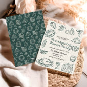 Hand Getrokken Whimsy Doodle Thanksgiving Uitnodig Feestdagenkaart