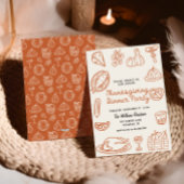 Hand Getrokken Whimsy Doodle Thanksgiving Uitnodig Feestdagenkaart