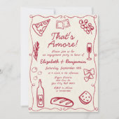 Hand getrokken wijn rode retro Italiaanse verlovin Kaart (Voorkant)