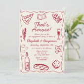 Hand getrokken wijn rode retro Italiaanse verlovin Kaart (Staand voorkant)